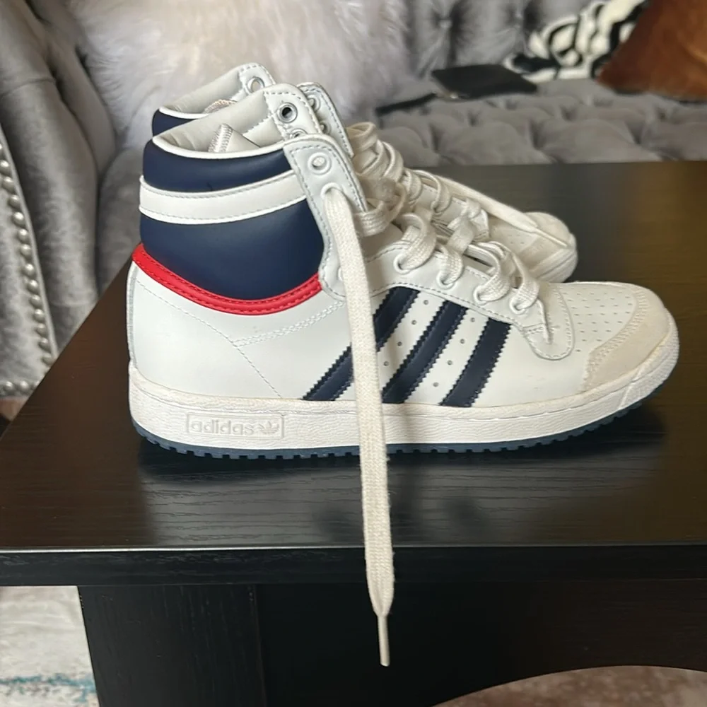 Adidas Top Ten Sneakers white, blue and red youth size 5. Women’s 7 - Picture 4 of 8